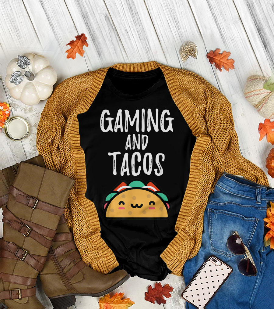 Gaming and Tacos Gamer Youth Funny Video Games Tasty Treats T-Shirt