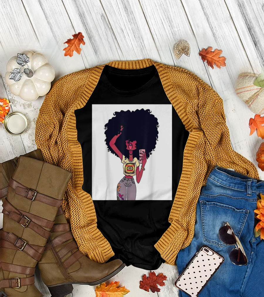 Girl Power Afro Selfie Fashion Strength T-Shirt