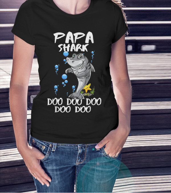 Papa Shark Doo Doo Doo Doo Funny Kids Video Papa T-Shirt