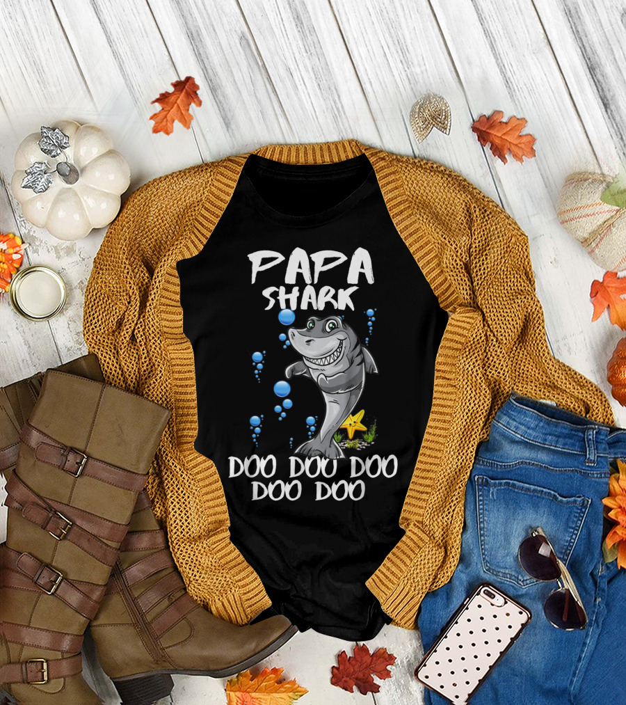 Papa Shark Doo Doo Doo Doo Funny Kids Video Papa T-Shirt