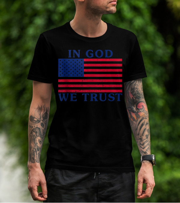In God We Trust Patriotic USA Flag T-Shirt