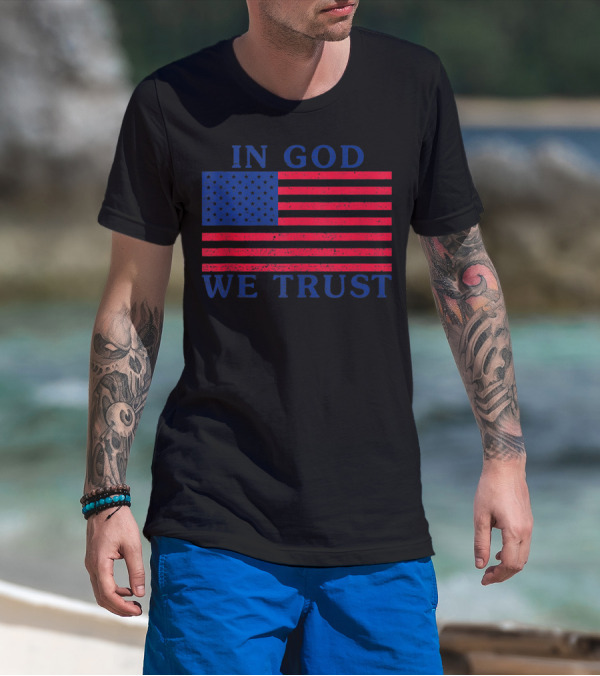 In God We Trust Patriotic USA Flag T-Shirt