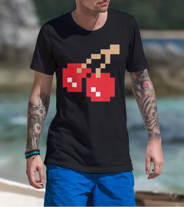 Pixel Cherry Retro Arcade Video Game T-Shirt