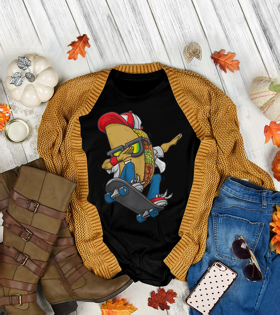 Skateboarding Taco Skater Dabbing Gif T-Shirt