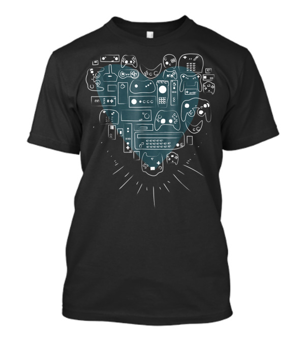 Heart-Shaped Video Game Controllers Array For Gamers T-Shirt