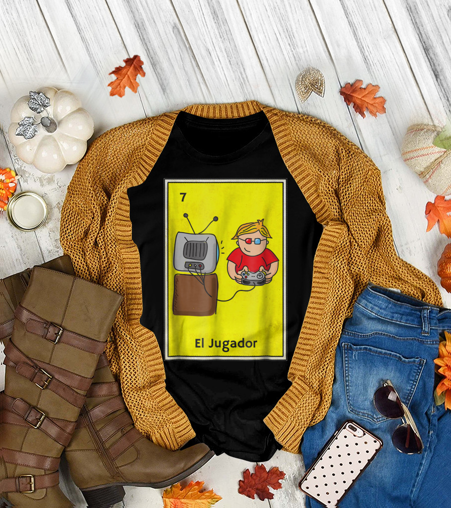 7 El Jugador Video Gamer Loteria Mexican Bingo Tarot Card T-Shirt