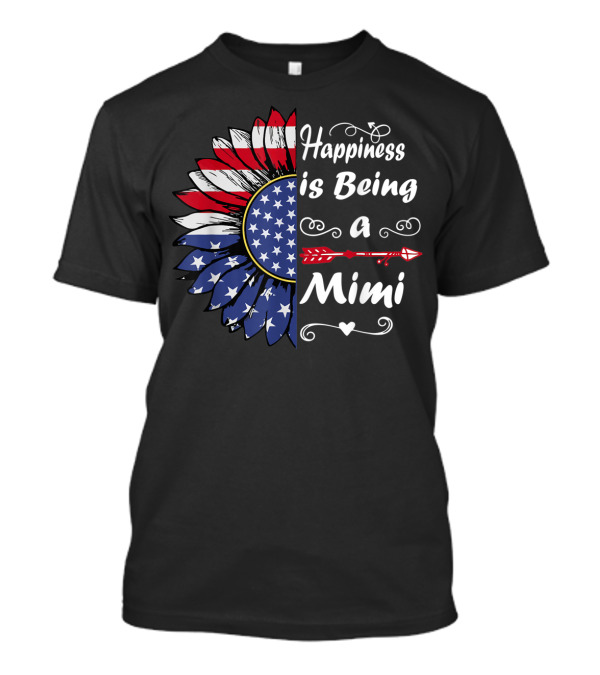 Happiness Is Being A Mimi Patriotic USA Sunflower T-Shirt