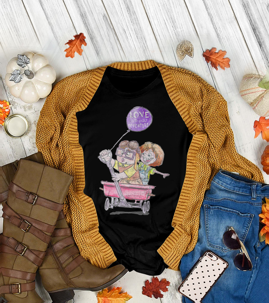 Disney Pixar Up Ellie Carl Love Adventure Wagon Balloon T-Shirt