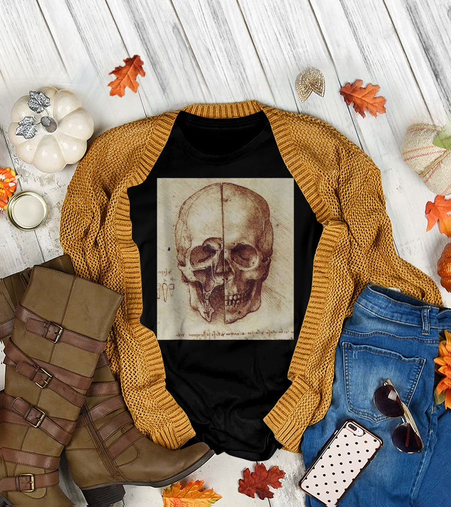 Doctor Skull Study Leonardo Da Vinci Anatomical Illustration 05 T-Shirt
