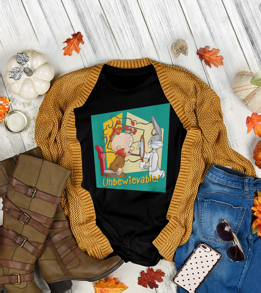 Looney Tunes Bugs Bunny Elmer Fudd Unbewievable Mirror Surprise T-Shirt