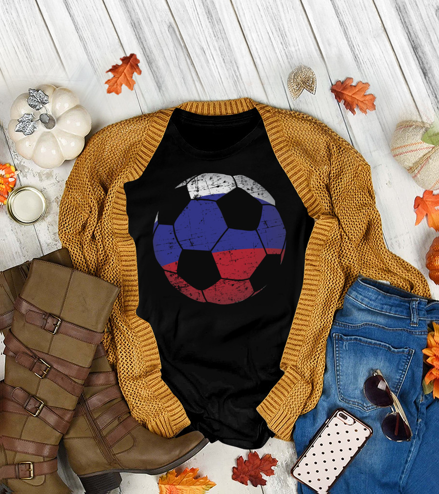 Russia Flag Soccer Ball Russian Jersey T-Shirt