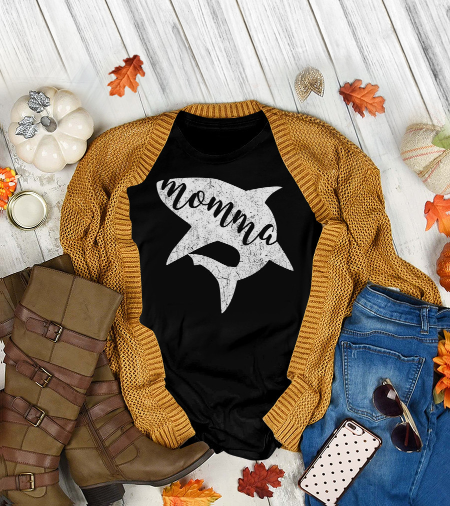 Momma Shark Matching Family Shark Family Momma T-Shirt