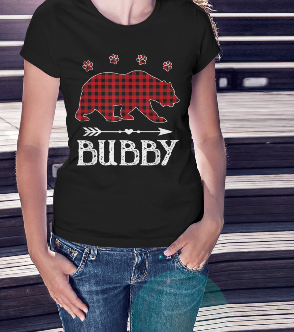 BUBBY RED PLAID BEAR PAW PRINTS MATCHING BUFFALO T-Shirt