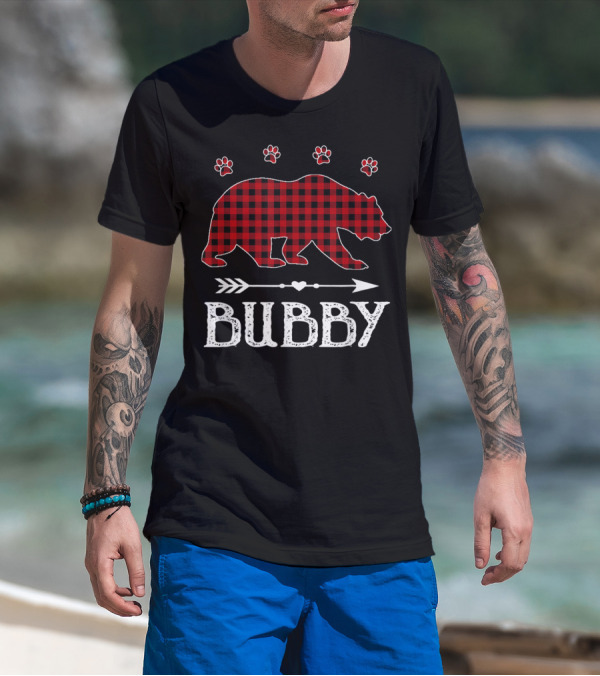 BUBBY RED PLAID BEAR PAW PRINTS MATCHING BUFFALO T-Shirt
