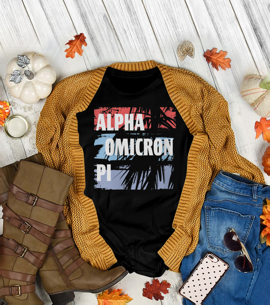 Alpha Omicron Pi Cali Vibes Grunge Palm Tree T-Shirt