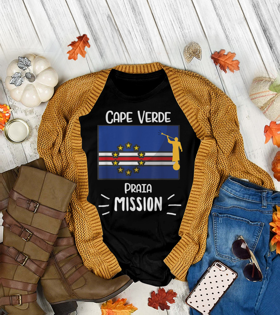 Cape Verde Praia Mission Flag and Angel Moroni T-Shirt