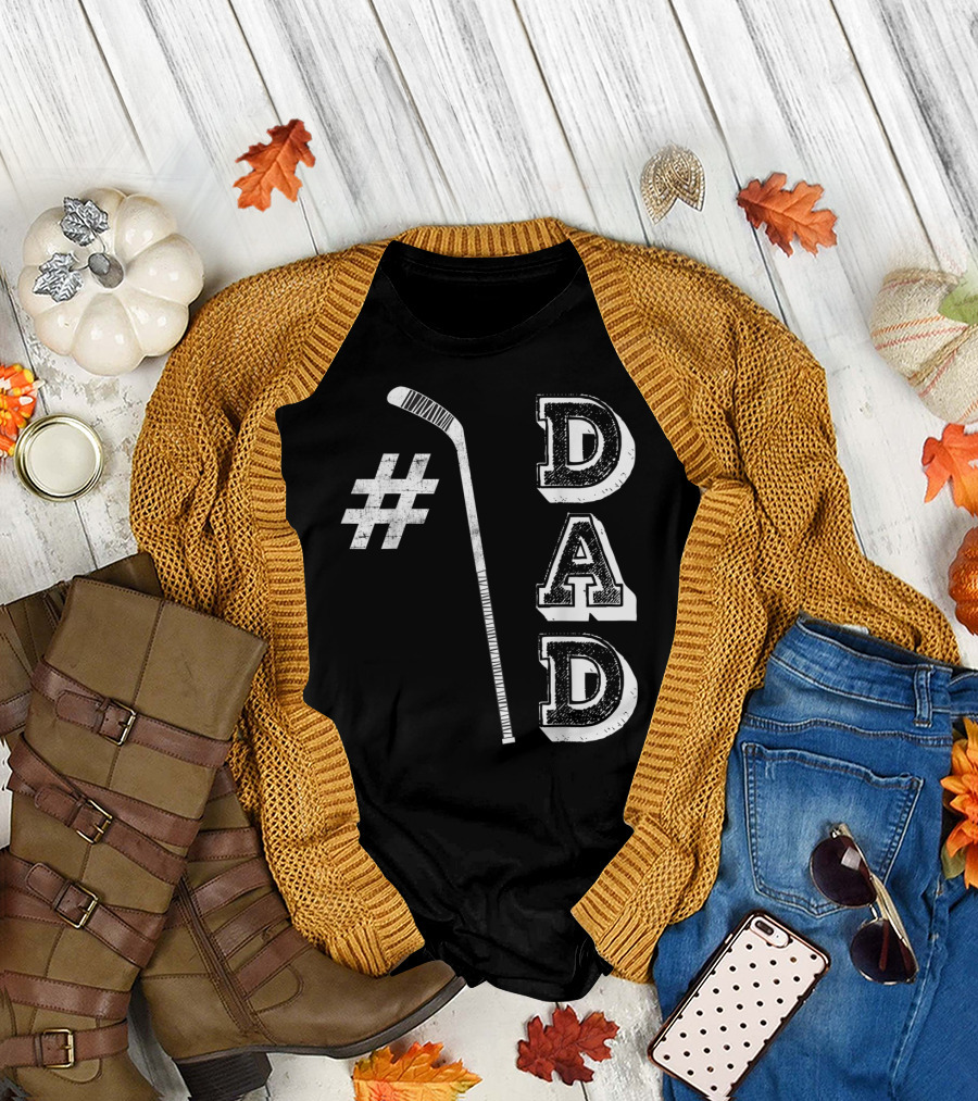 1 Dad Papa Number One Ice Hockey Dad T-Shirt
