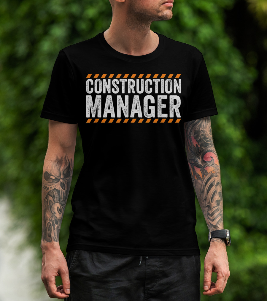 Construction Manager Safety Caution Stripes T-Shirt