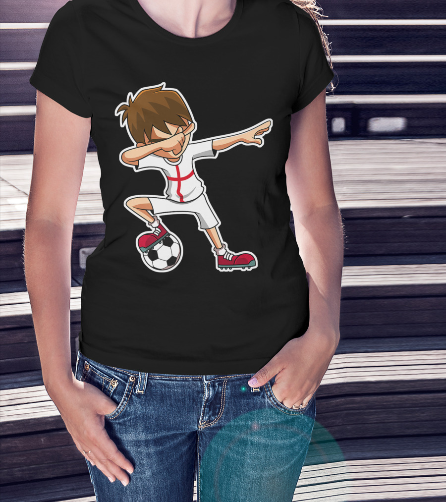 Dabbing Soccer Boy England Jersey English Flag Football T-Shirt