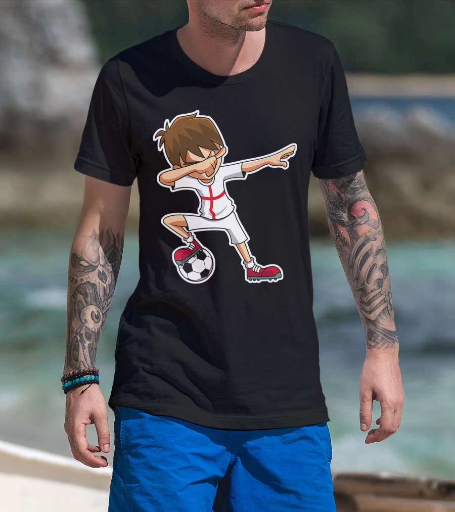 Dabbing Soccer Boy England Jersey English Flag Football T-Shirt