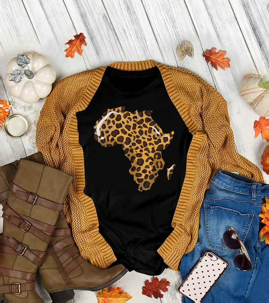 Cute Leopard Print Africa Shape Cheetah Spots T-Shirt