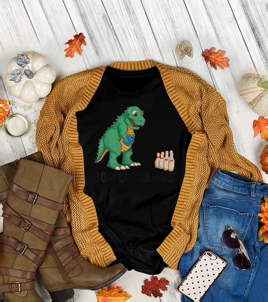 Bowlosaurus Funny Cool Dino Bowling Sports T-Shirt