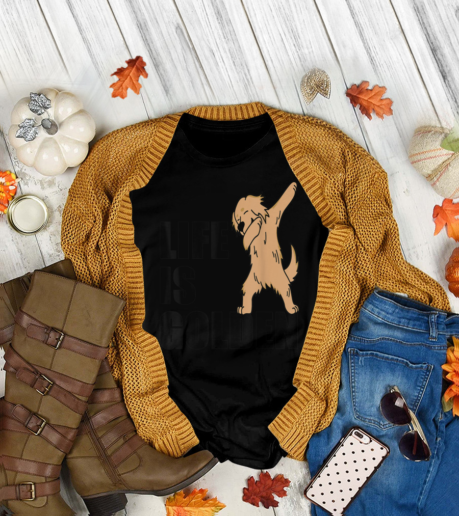 Funny Golden Retriever Dabbing Life Is Golden T-Shirt