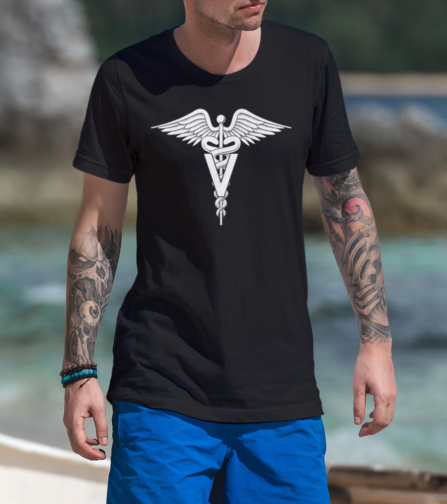 Veterinarian Caduceus Symbol V T-Shirt