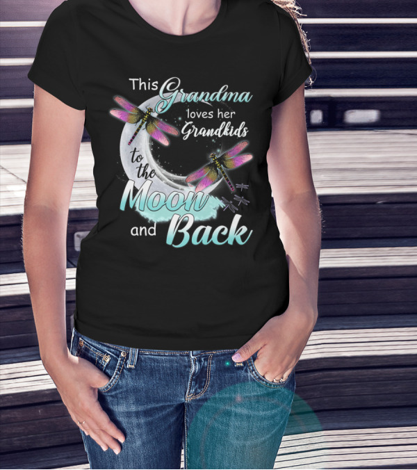 This Grandma Loves Her Grandkids To The Moon And Back With Dragonflies T-Shirt