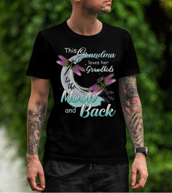 This Grandma Loves Her Grandkids To The Moon And Back With Dragonflies T-Shirt