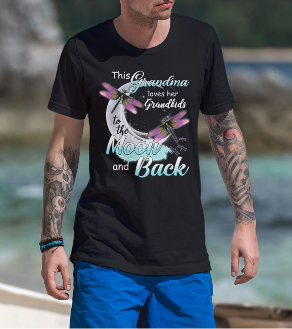 This Grandma Loves Her Grandkids To The Moon And Back With Dragonflies T-Shirt