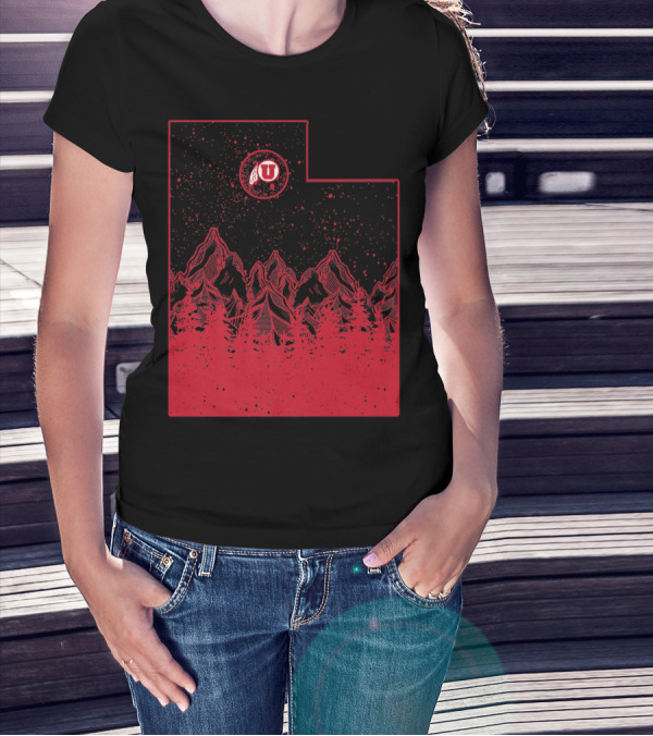 Utah Utes Mountain State Red Mountains And Forest T-Shirt