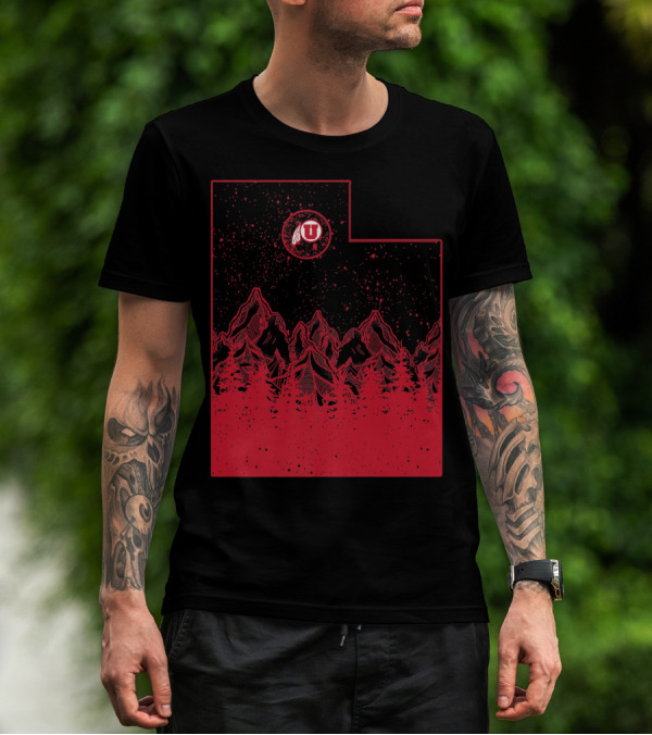 Utah Utes Mountain State Red Mountains And Forest T-Shirt