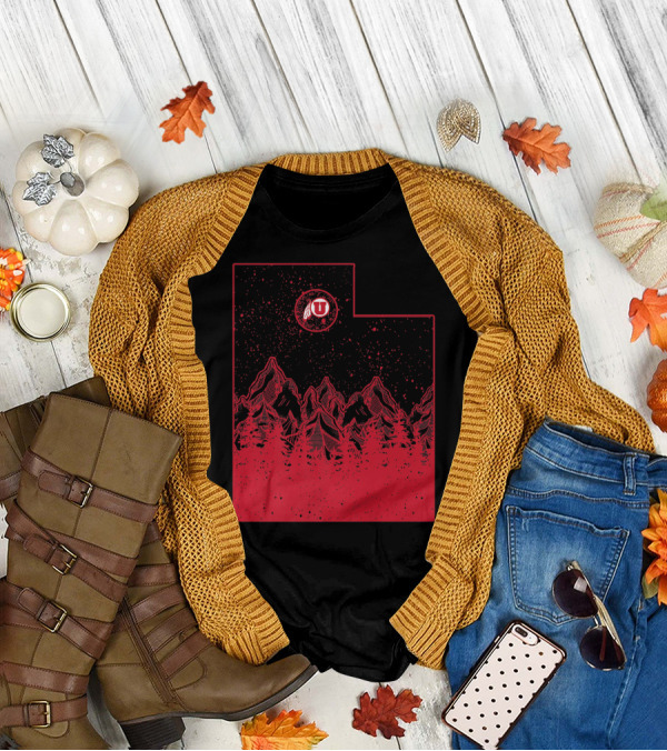 Utah Utes Mountain State Red Mountains And Forest T-Shirt