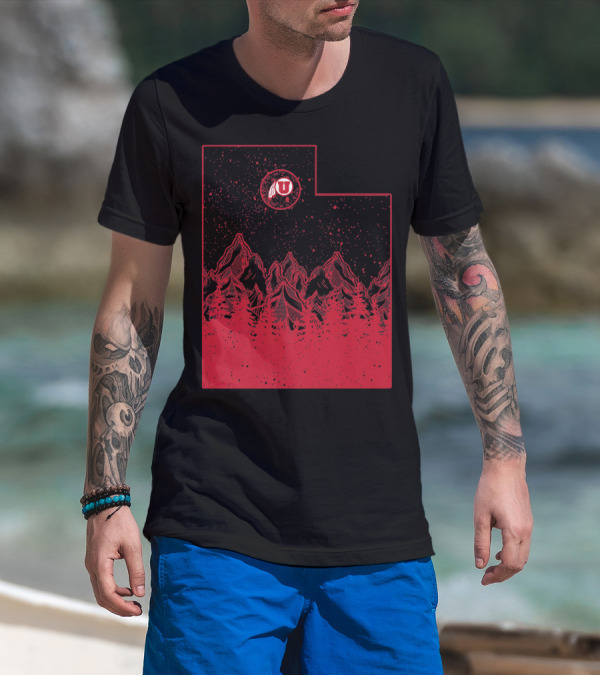 Utah Utes Mountain State Red Mountains And Forest T-Shirt