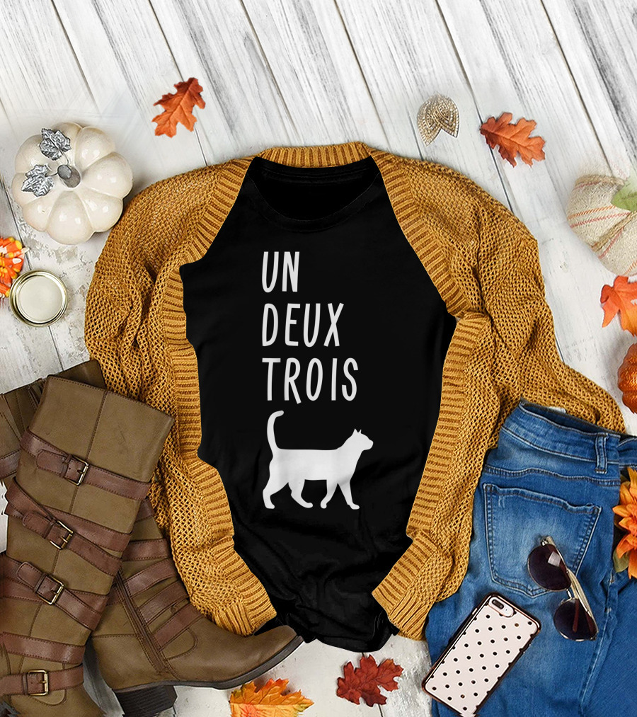 Un Deux Trois Cat Funny French Teacher T-Shirt