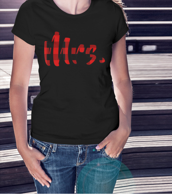 Mr And Mrs Valentine's Day Buffalo Plaid Mrs T-Shirt
