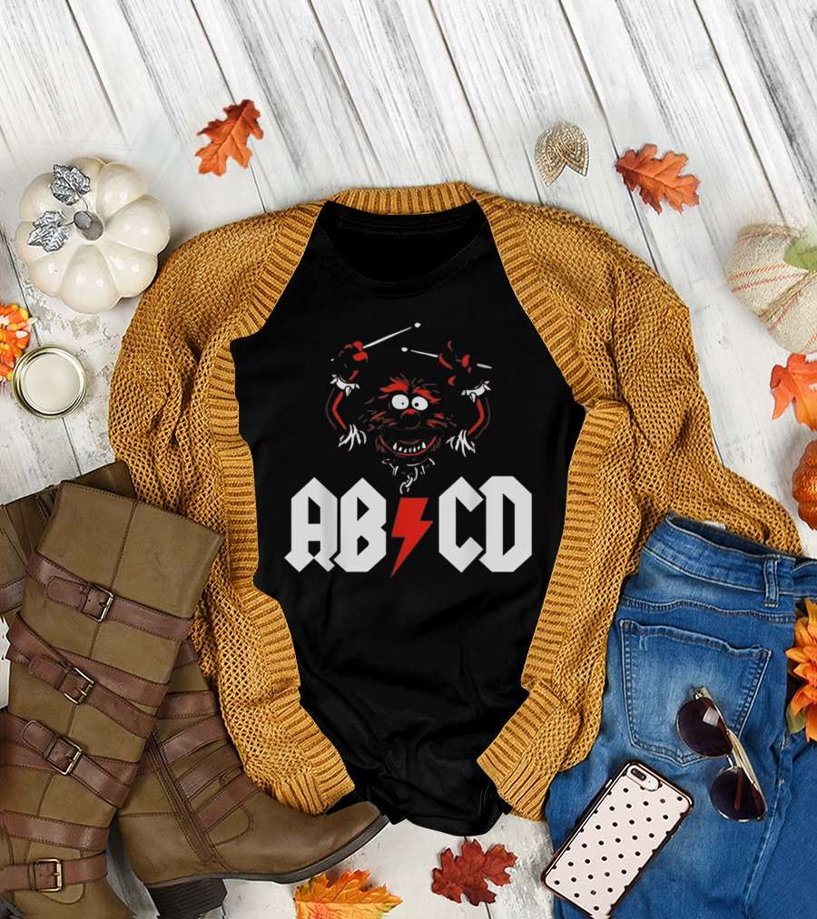 ABCD Drumming Drummer AC/DC Animal Muppet T-Shirt