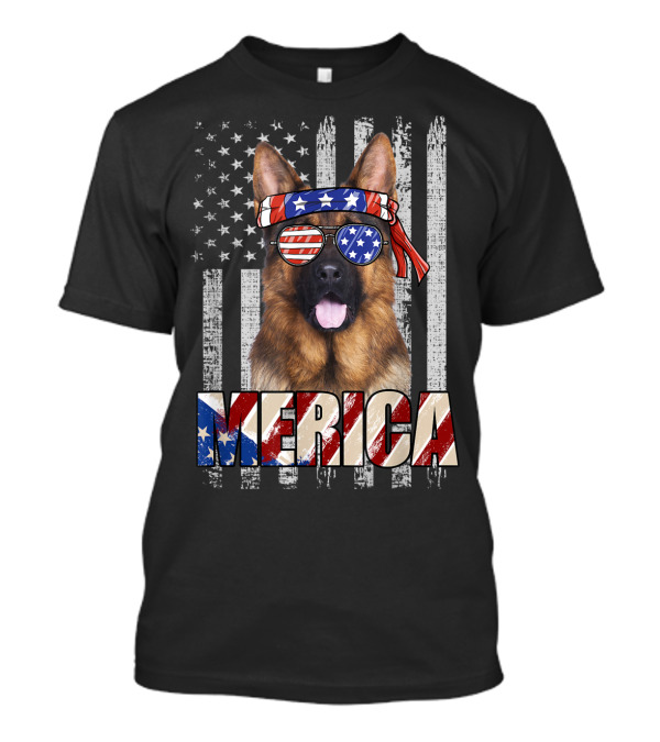 Merica American Flag German Shepherd Patriot T-Shirt