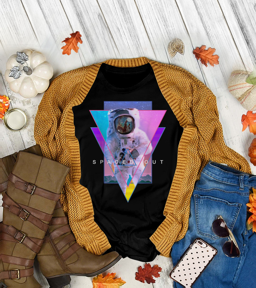 Spaced Out Astronaut Vaporwave Aesthetic Triangles T-Shirt