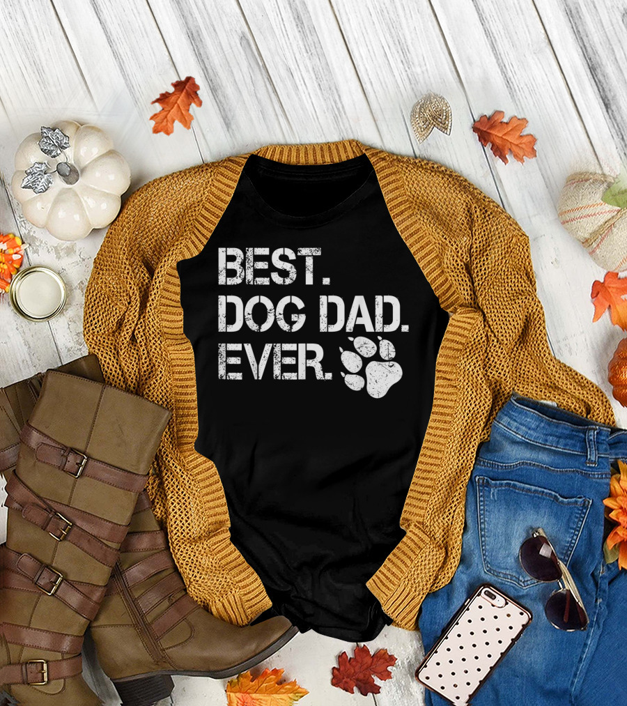 BEST DOG DAD EVER Paw Prints T-Shirt