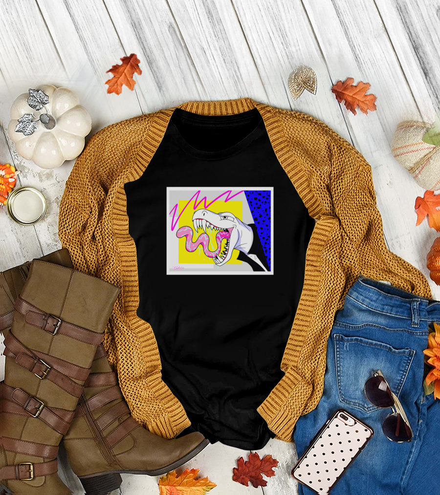 '80's Babe Neon Dinosaur Art' T-Shirt