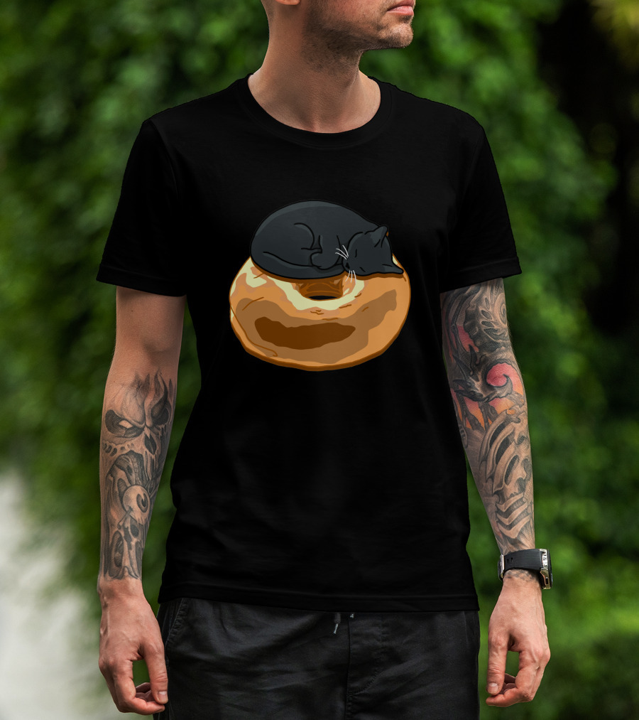 Bagel Cat Black Sleeping On Bagel 1230319 T-Shirt