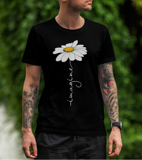 Imagine Flower Daisy Text T-Shirt