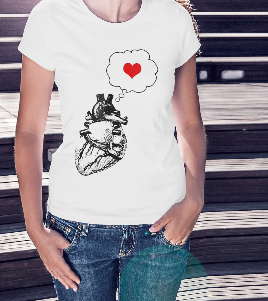 Anatomical Heart With Red Love Symbol Valentine T-Shirt
