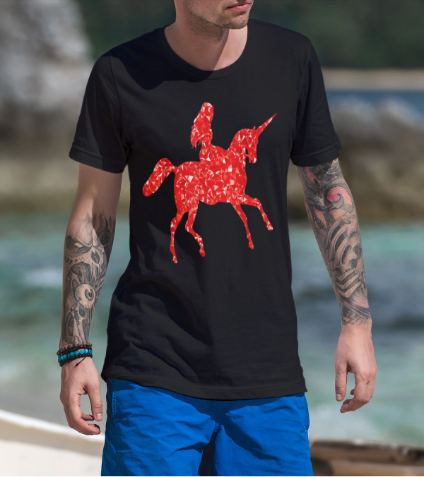 Animal Unicorn Sapphire Red Crystal T-Shirt