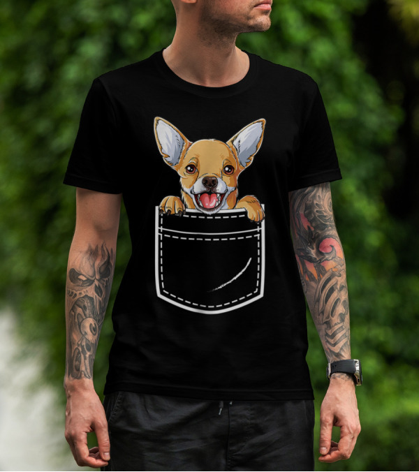 Chihuahua Dog Puppy In Your Front Pocket Women3 T-Shirt