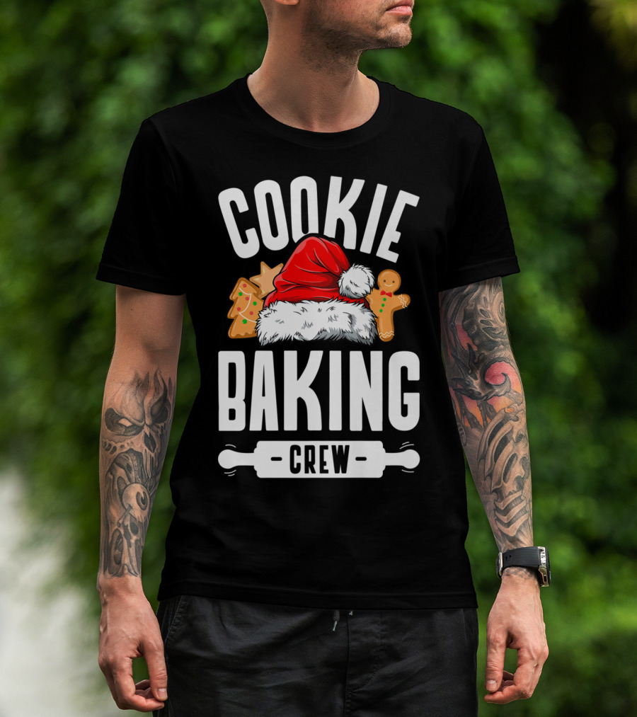 Cookie Baking Crew Christmas Family Gingerbread Team Santa Hat T-Shirt