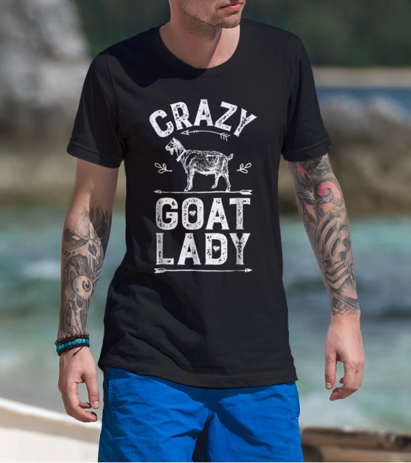 Crazy Goat Lady Funny Goats Lovers Farm Farmer 3 T-Shirt