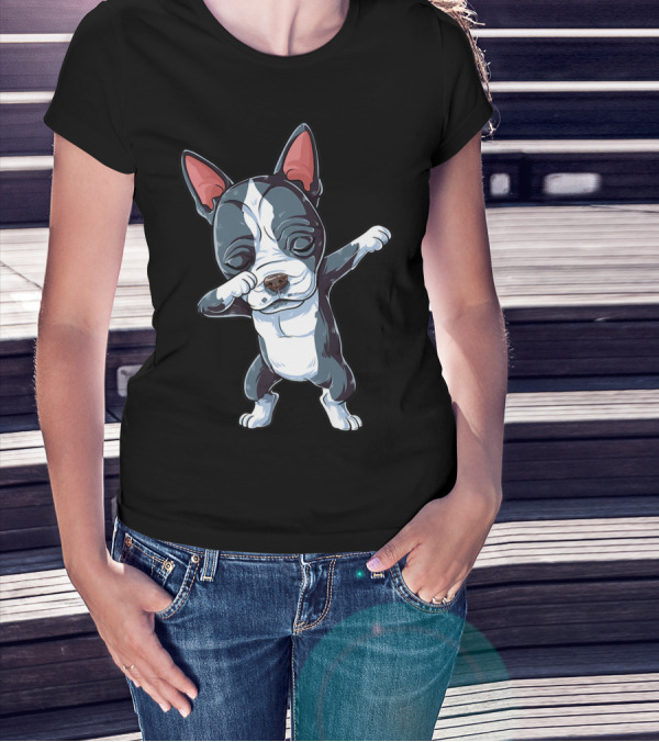 Dabbing Boston Terrier Boys Kids Dog Lover Dab T-Shirt